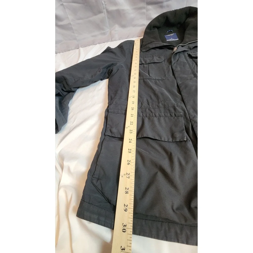 Nautica Mens Black Field Jacket Fleece Lined Collar Utility Cargo Coat Medium